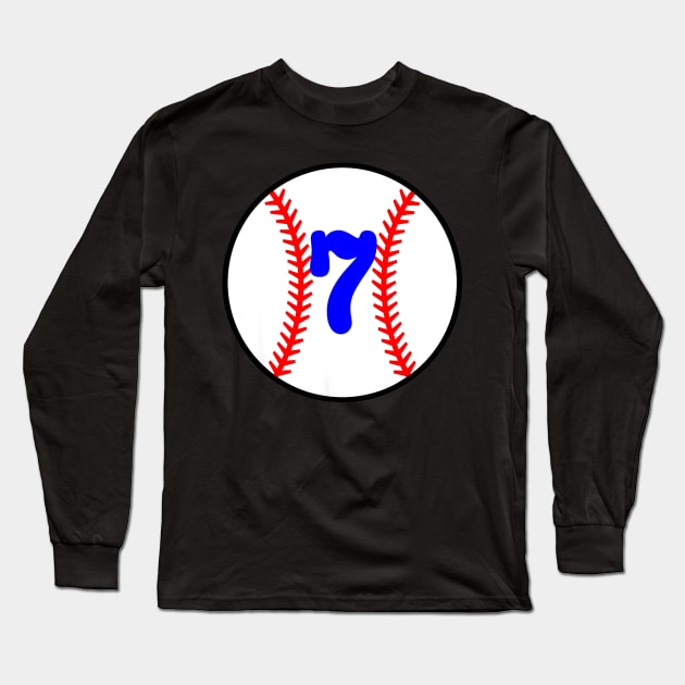 Kids Baseball 7 Year Old Birthday Long Sleeve T-Shirt by Chicu